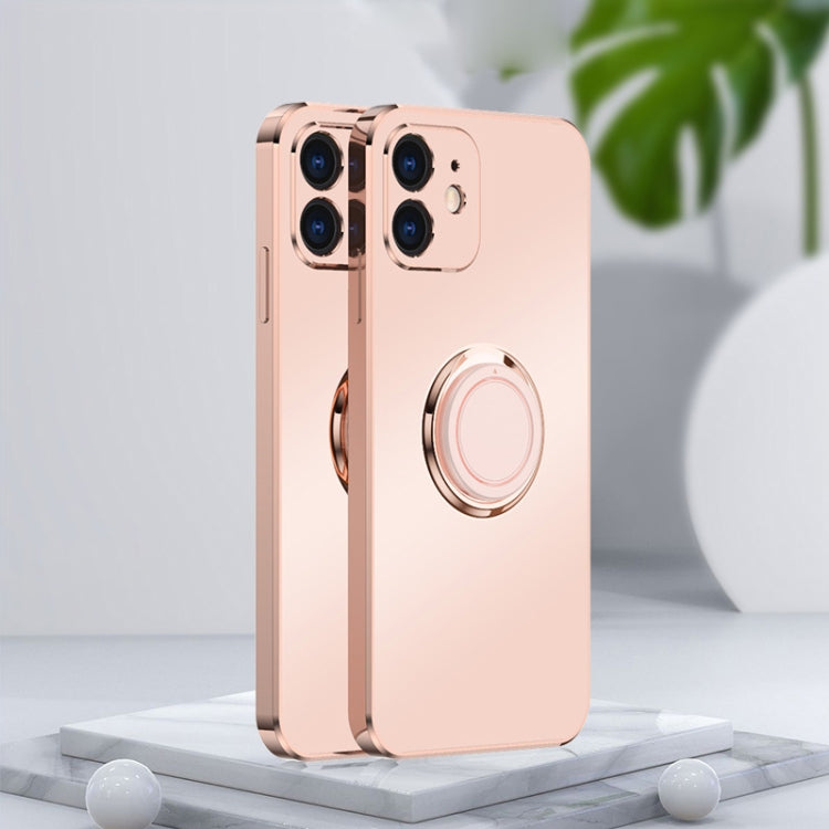 For iPhone 12 Electroplated Frosted TPU Ring Holder Phone Case