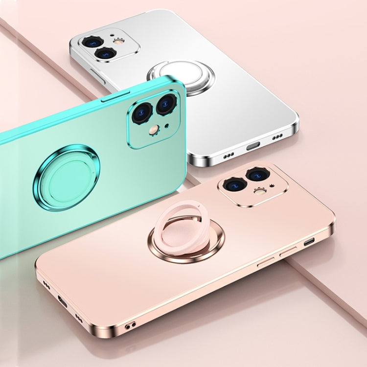 For iPhone 12 Electroplated Frosted TPU Ring Holder Phone Case