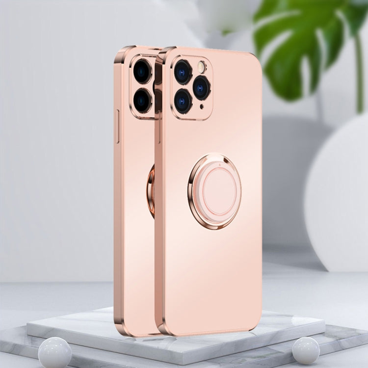 For iPhone 12 Pro Electroplated Frosted TPU Ring Holder Phone Case