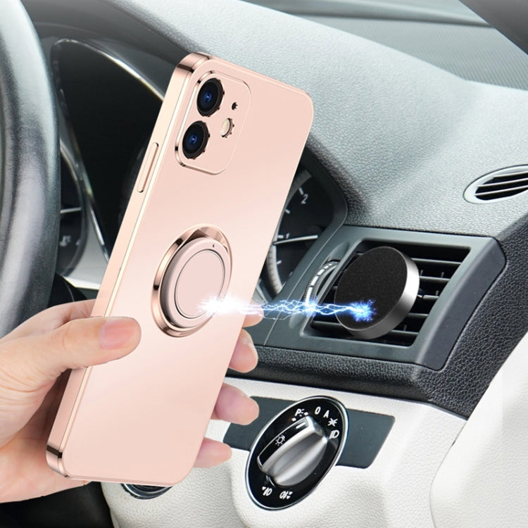 For iPhone 12 Pro Max Electroplated Frosted TPU Ring Holder Phone Case