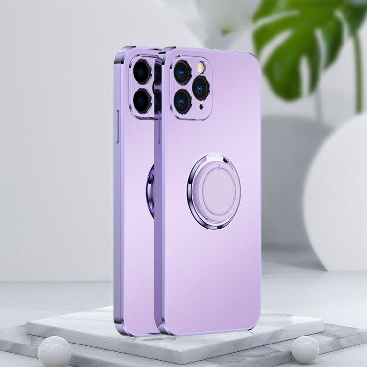 For iPhone 11 Pro Electroplated Frosted TPU Ring Holder Phone Case