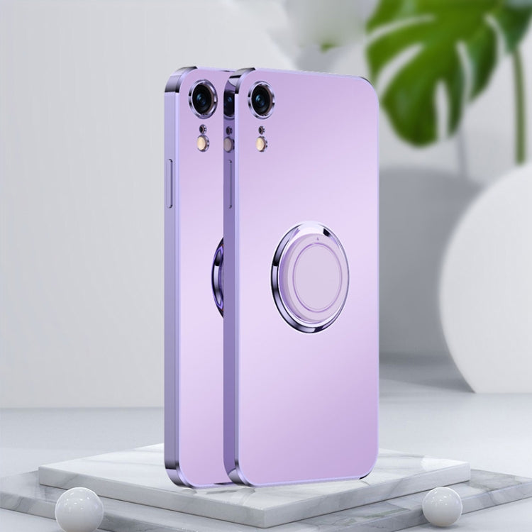 For iPhone XR Electroplated Frosted TPU Ring Holder Phone Case