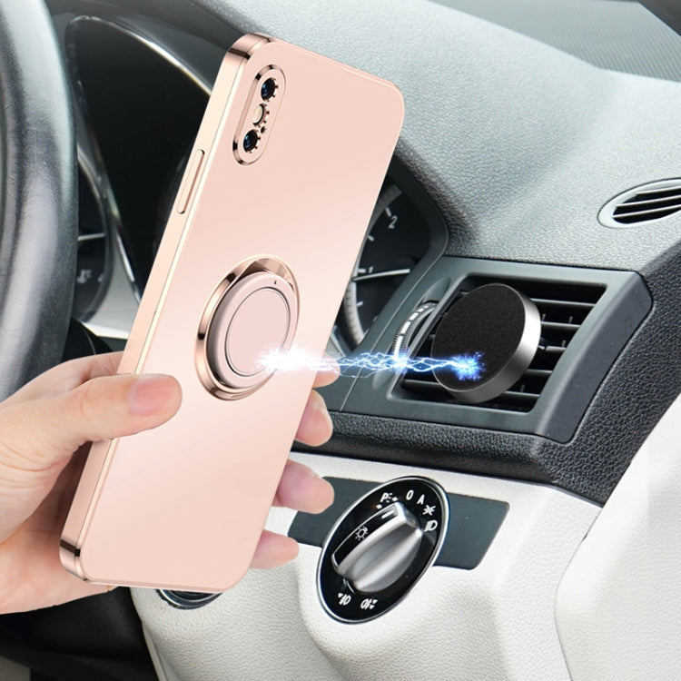 For iPhone XS Max Electroplated Frosted TPU Ring Holder Phone Case