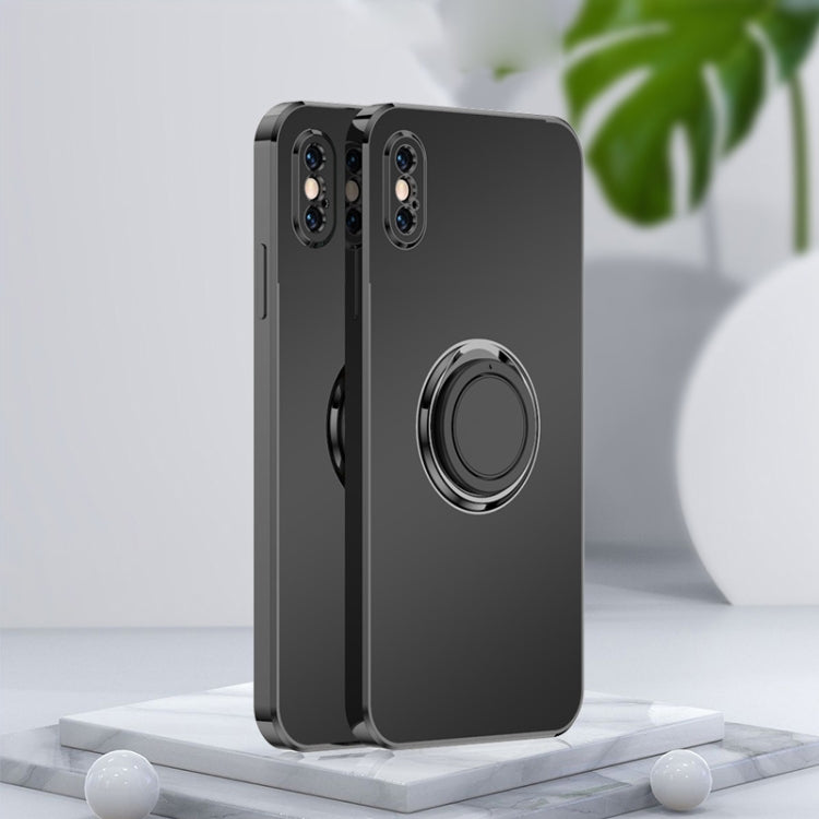 For iPhone XS Max Electroplated Frosted TPU Ring Holder Phone Case