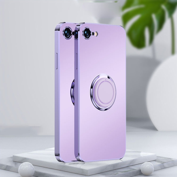 For iPhone SE 2022 / SE 2020 / 8 / 7 Electroplated Frosted TPU Ring Holder Phone Case