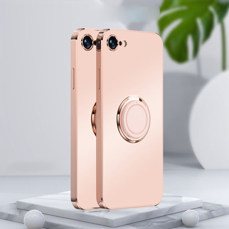 For iPhone SE 2022 / SE 2020 / 8 / 7 Electroplated Frosted TPU Ring Holder Phone Case