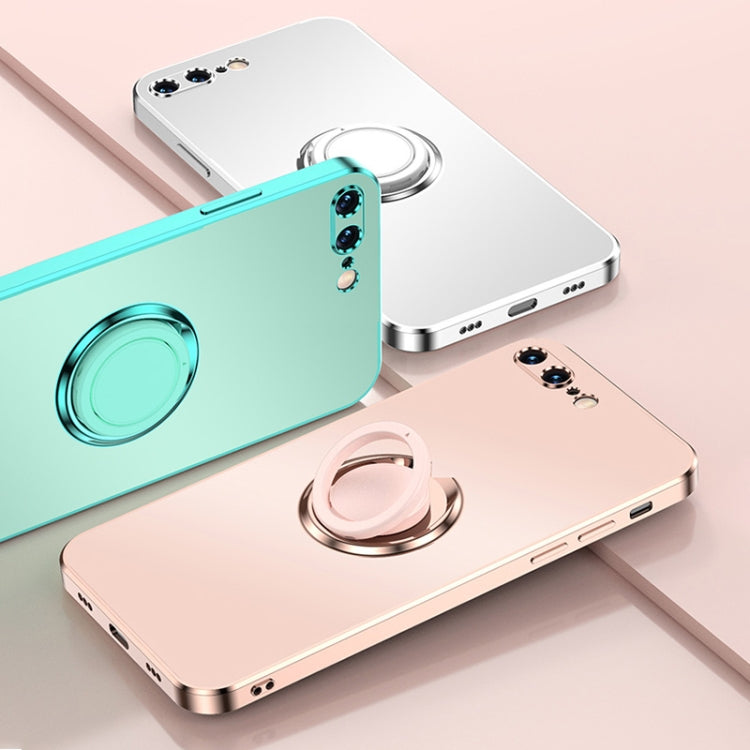 For iPhone SE 2022 / SE 2020 / 8 / 7 Electroplated Frosted TPU Ring Holder Phone Case