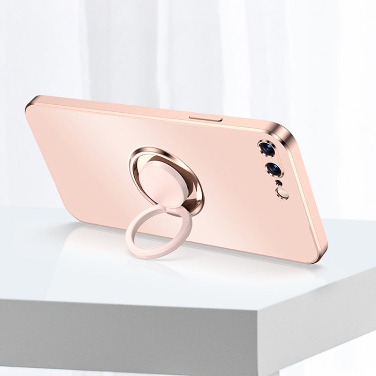 For iPhone SE 2022 / SE 2020 / 8 / 7 Electroplated Frosted TPU Ring Holder Phone Case