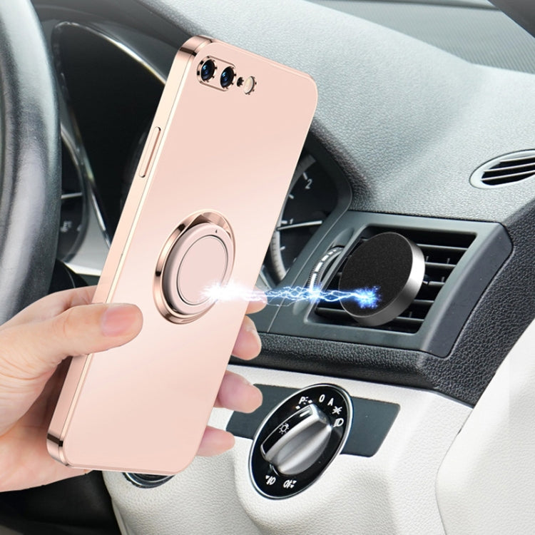 For iPhone SE 2022 / SE 2020 / 8 / 7 Electroplated Frosted TPU Ring Holder Phone Case