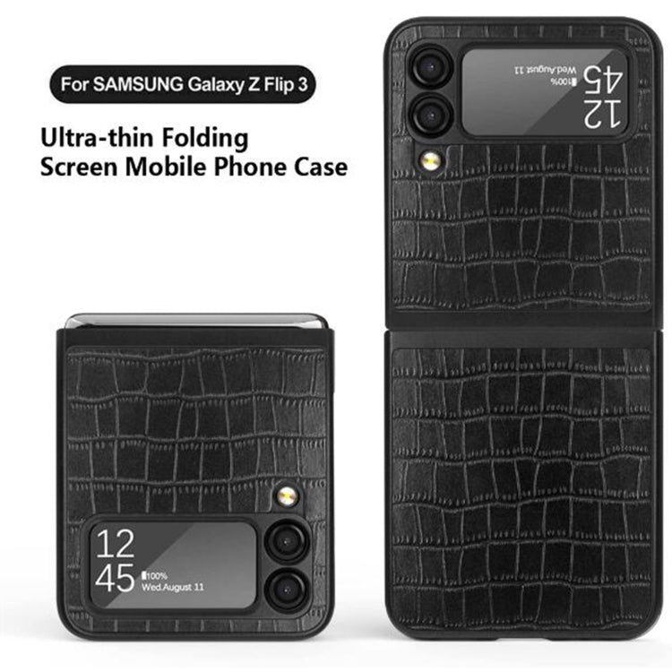 For Samsung Galaxy Z Flip3 5G Crocodile Texture Ultra-thin Folding Phone Case