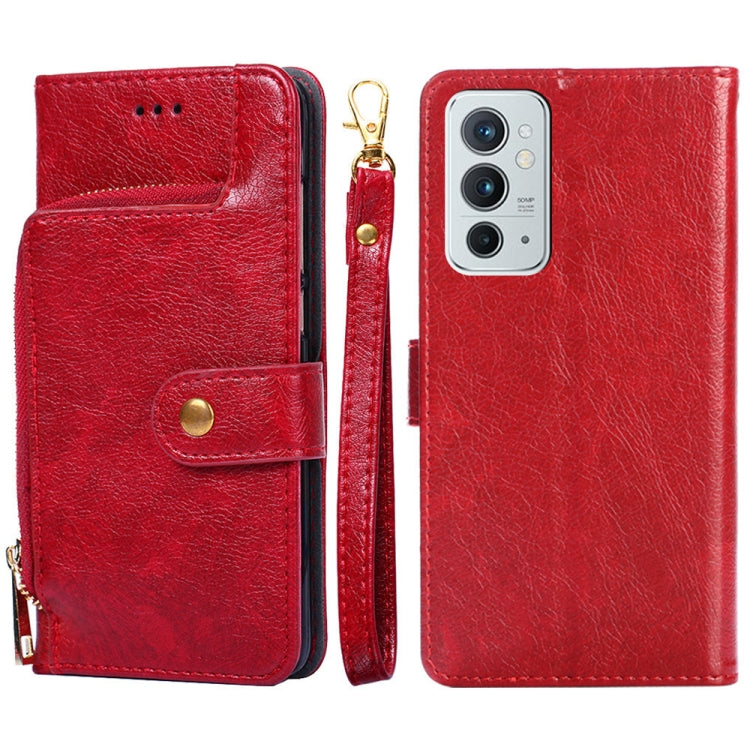 For OnePlus 9RT 5G Zipper Bag Horizontal Flip Leather Phone Case with Holder & Card Slots & Lanyard