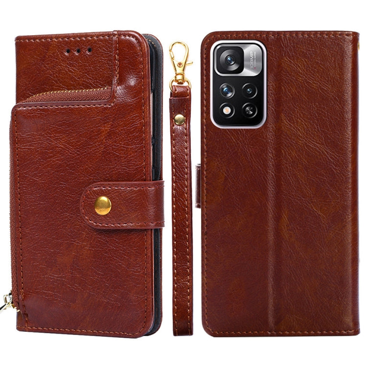 For Xiaomi Redmi Note 11 Pro Zipper Bag Horizontal Flip Leather Phone Case with Holder & Card Slots & Lanyard