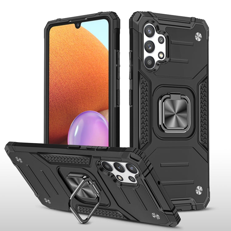 For Samsung Galaxy A32 4G Magnetic Armor Shockproof TPU + PC Phone Case with Metal Ring Holder