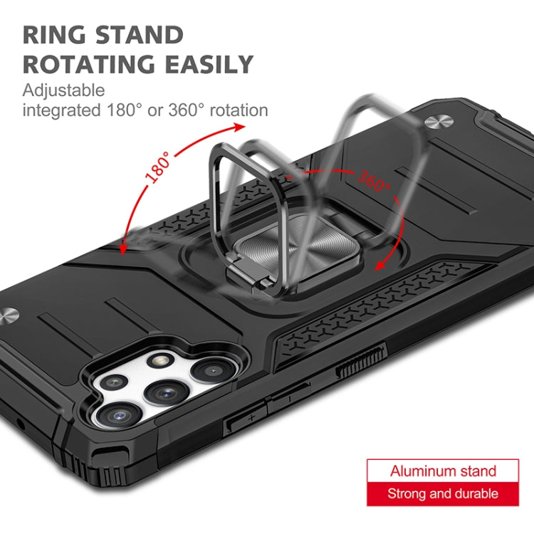 For Samsung Galaxy A32 4G Magnetic Armor Shockproof TPU + PC Phone Case with Metal Ring Holder