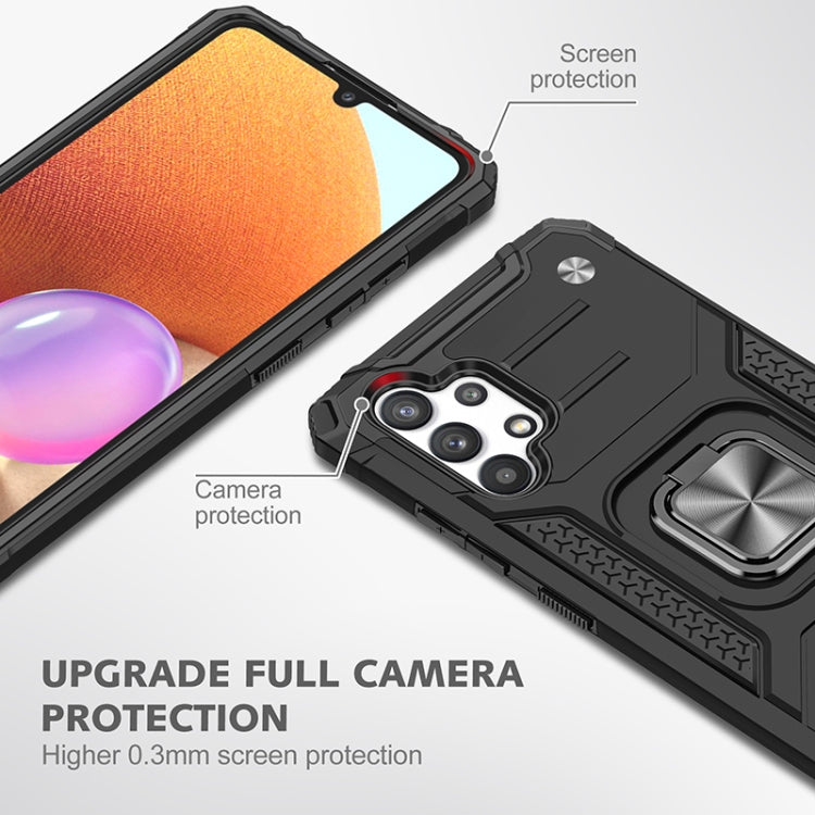 For Samsung Galaxy A32 4G Magnetic Armor Shockproof TPU + PC Phone Case with Metal Ring Holder