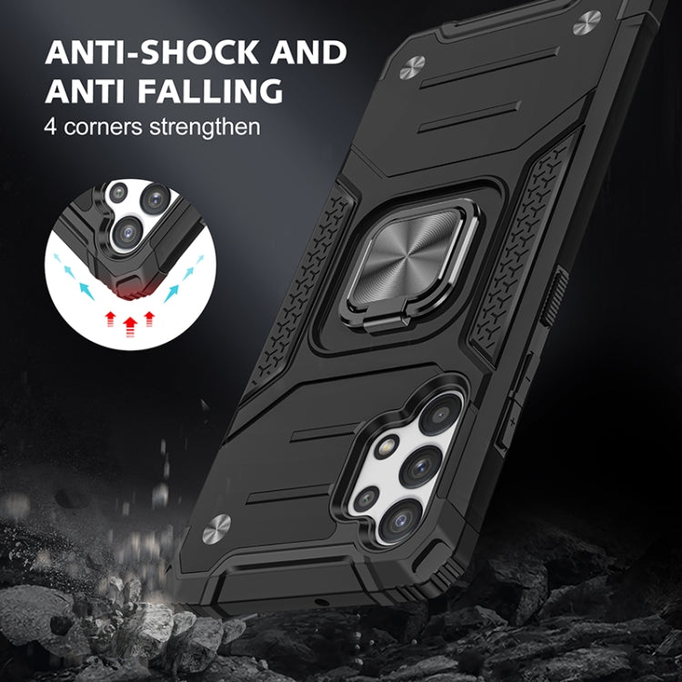 For Samsung Galaxy A32 4G Magnetic Armor Shockproof TPU + PC Phone Case with Metal Ring Holder