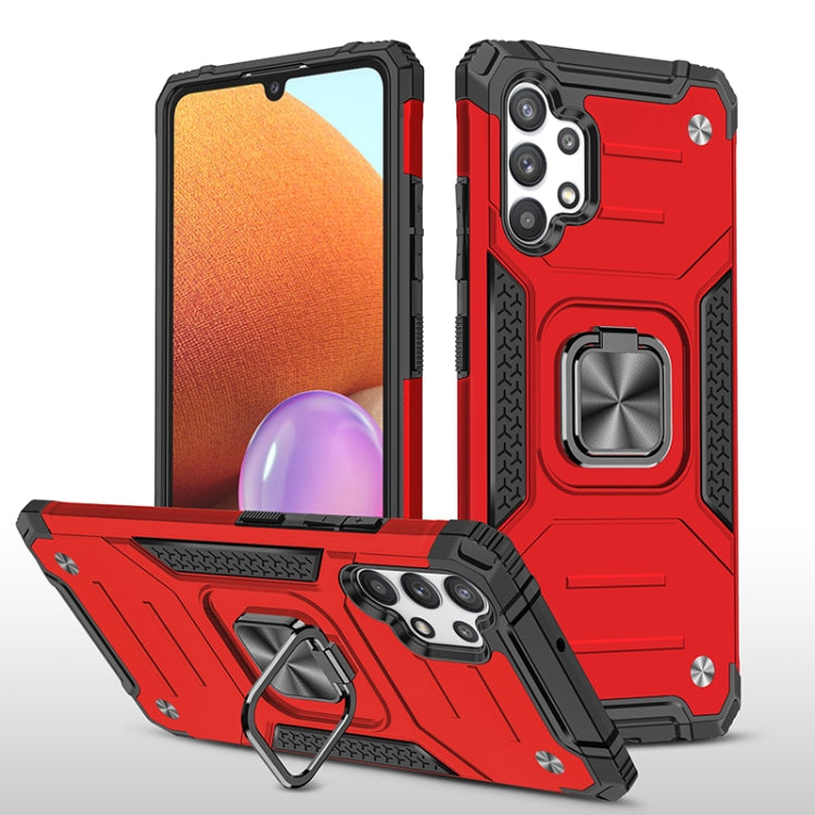 For Samsung Galaxy A32 4G Magnetic Armor Shockproof TPU + PC Phone Case with Metal Ring Holder