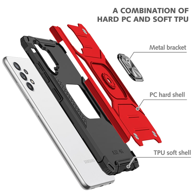 For Samsung Galaxy A32 4G Magnetic Armor Shockproof TPU + PC Phone Case with Metal Ring Holder