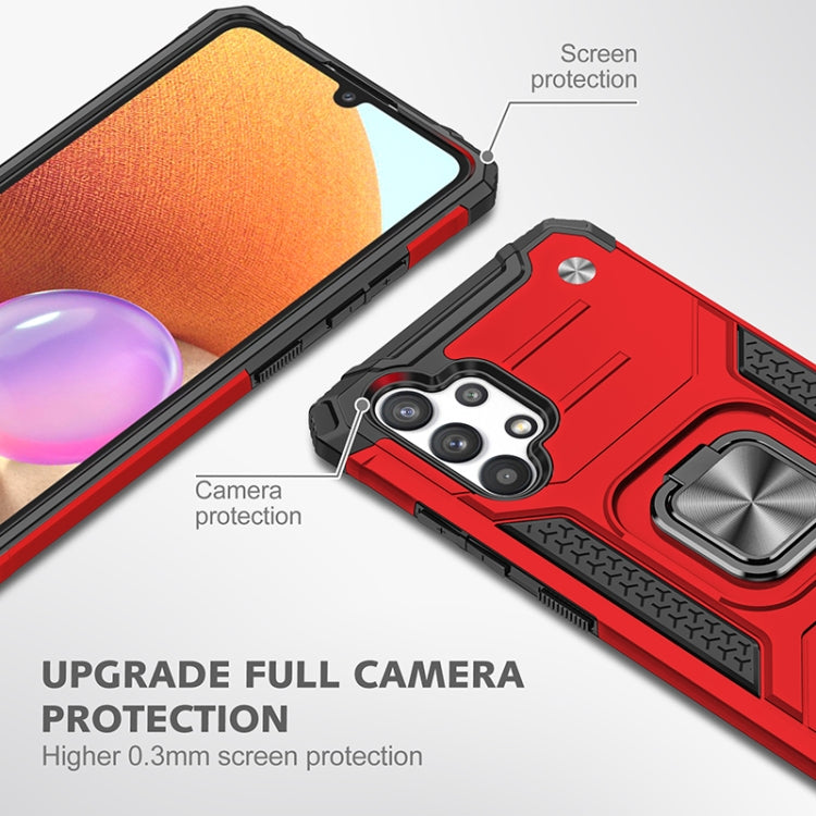 For Samsung Galaxy A32 4G Magnetic Armor Shockproof TPU + PC Phone Case with Metal Ring Holder