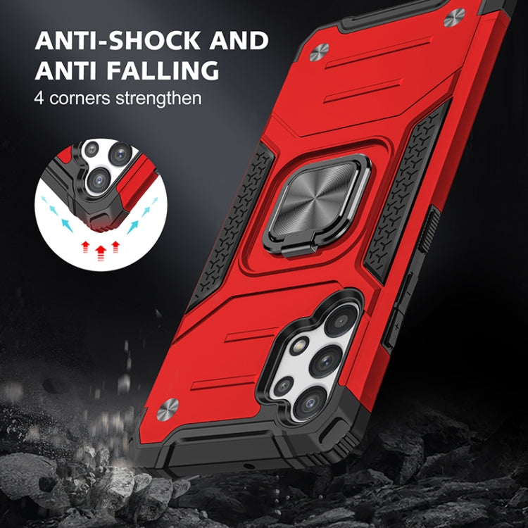 For Samsung Galaxy A32 4G Magnetic Armor Shockproof TPU + PC Phone Case with Metal Ring Holder