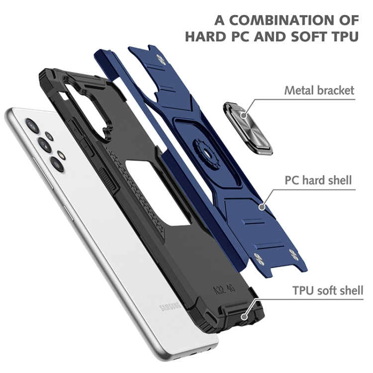 For Samsung Galaxy A32 4G Magnetic Armor Shockproof TPU + PC Phone Case with Metal Ring Holder