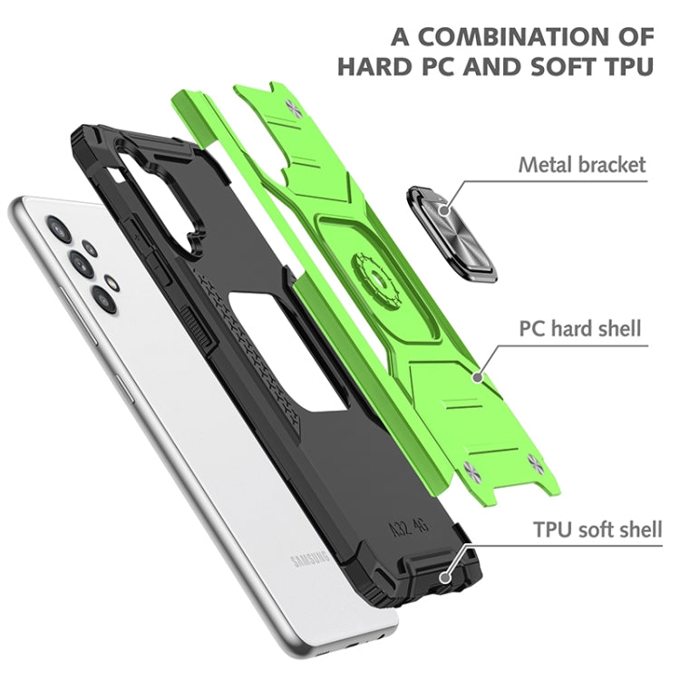 For Samsung Galaxy A32 4G Magnetic Armor Shockproof TPU + PC Phone Case with Metal Ring Holder