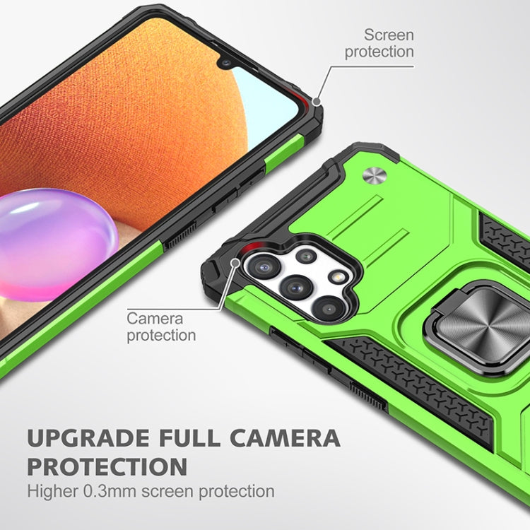 For Samsung Galaxy A32 4G Magnetic Armor Shockproof TPU + PC Phone Case with Metal Ring Holder