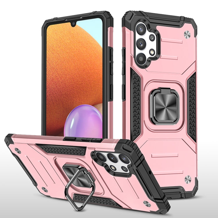For Samsung Galaxy A32 4G Magnetic Armor Shockproof TPU + PC Phone Case with Metal Ring Holder