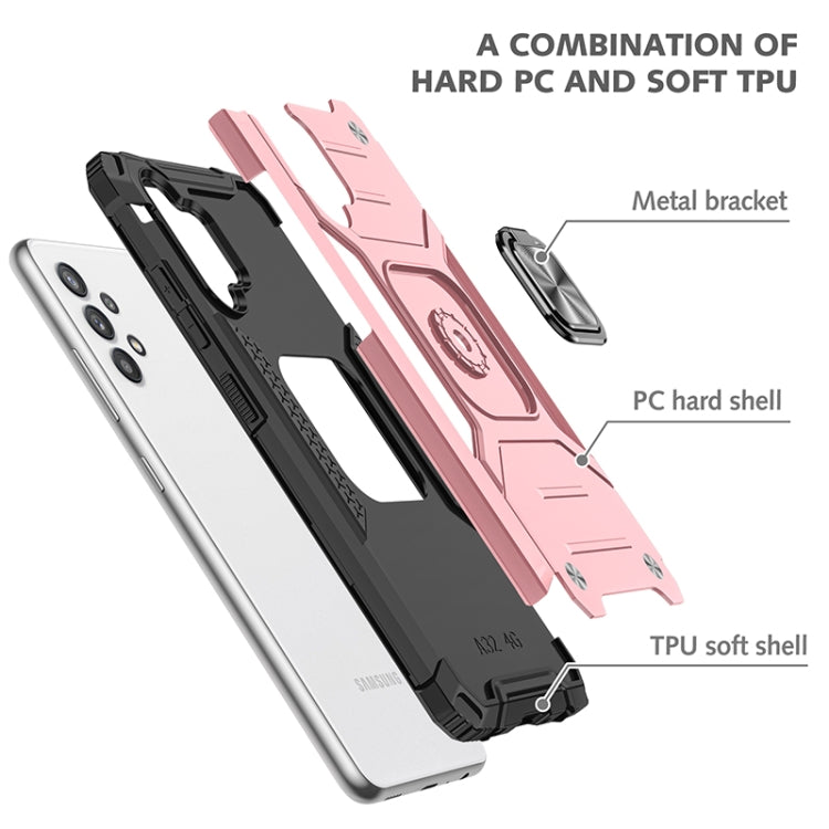For Samsung Galaxy A32 4G Magnetic Armor Shockproof TPU + PC Phone Case with Metal Ring Holder