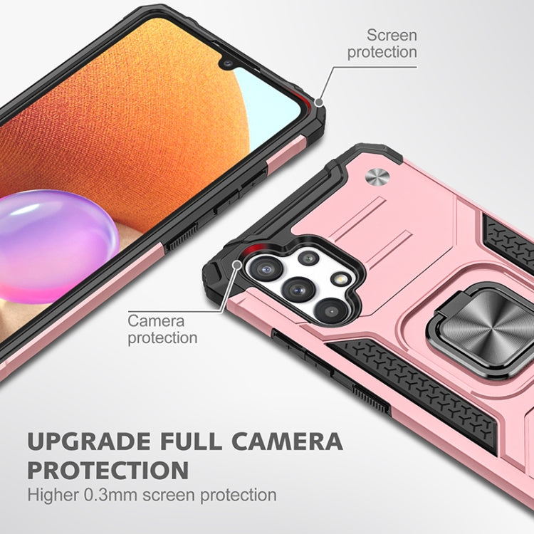 For Samsung Galaxy A32 4G Magnetic Armor Shockproof TPU + PC Phone Case with Metal Ring Holder