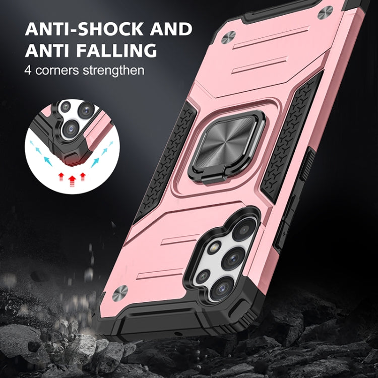 For Samsung Galaxy A32 4G Magnetic Armor Shockproof TPU + PC Phone Case with Metal Ring Holder
