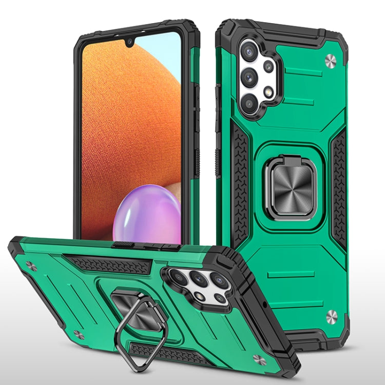 For Samsung Galaxy A32 4G Magnetic Armor Shockproof TPU + PC Phone Case with Metal Ring Holder