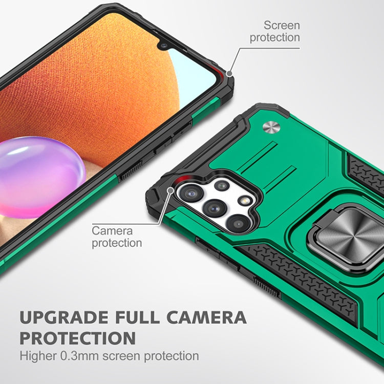 For Samsung Galaxy A32 4G Magnetic Armor Shockproof TPU + PC Phone Case with Metal Ring Holder