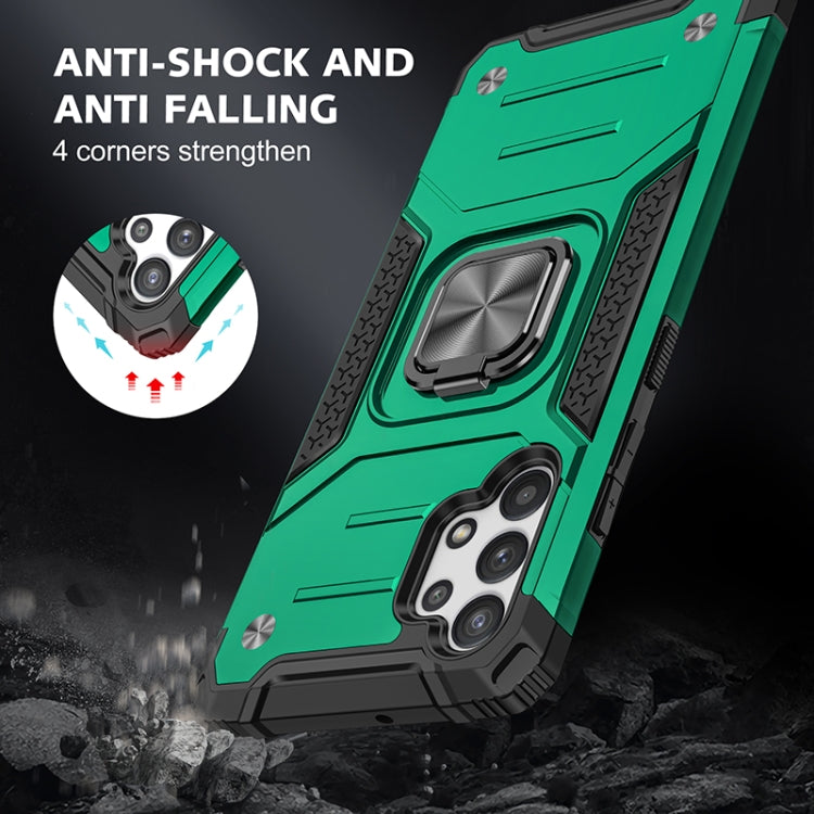For Samsung Galaxy A32 4G Magnetic Armor Shockproof TPU + PC Phone Case with Metal Ring Holder