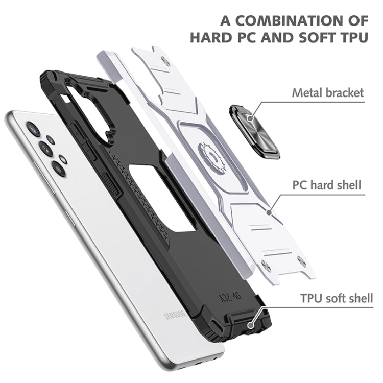 For Samsung Galaxy A32 4G Magnetic Armor Shockproof TPU + PC Phone Case with Metal Ring Holder