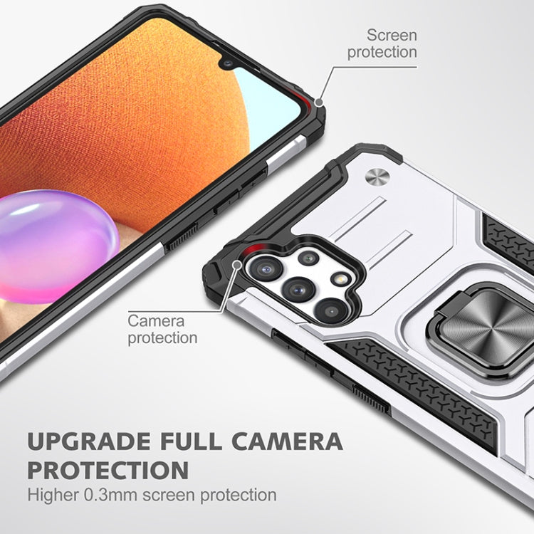 For Samsung Galaxy A32 4G Magnetic Armor Shockproof TPU + PC Phone Case with Metal Ring Holder