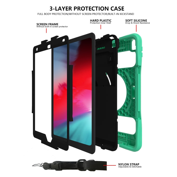 Silicone + PC Tablet Case with Lanyard & Pen slot & Holder For iPad 10.2 2021 / 2020 / 2019 & Air 3 / iPad Pro 10.5