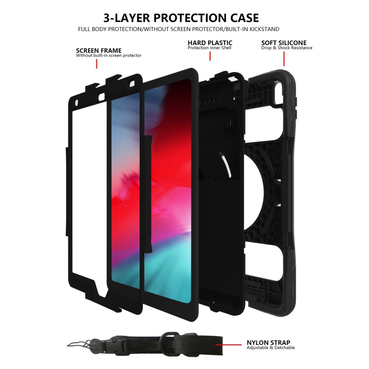 Silicone + PC Tablet Case with Lanyard & Pen slot & Holder For iPad 10.2 2021 / 2020 / 2019 & Air 3 / iPad Pro 10.5