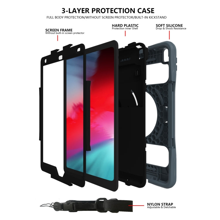 Silicone + PC Tablet Case with Lanyard & Pen slot & Holder For iPad 10.2 2021 / 2020 / 2019 & Air 3 / iPad Pro 10.5