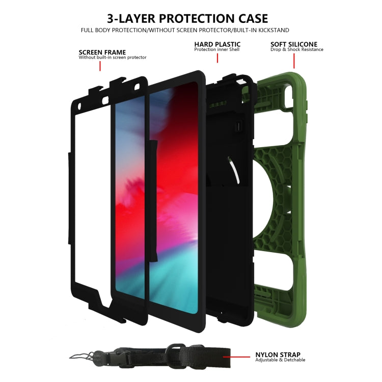 Silicone + PC Tablet Case with Lanyard & Pen slot & Holder For iPad 10.2 2021 / 2020 / 2019 & Air 3 / iPad Pro 10.5