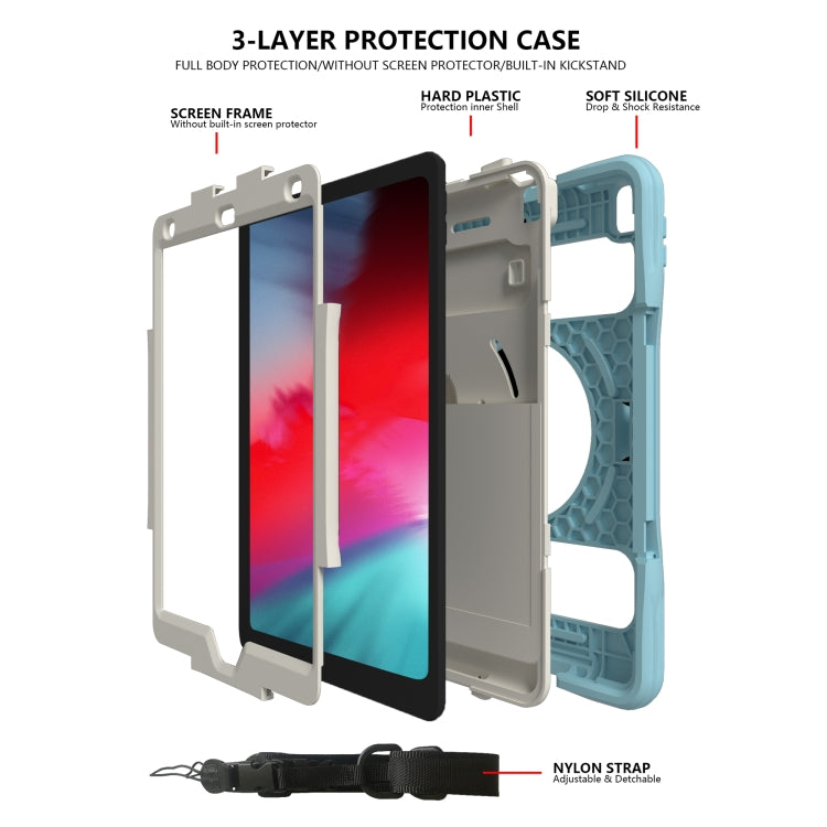 Silicone + PC Tablet Case with Lanyard & Pen slot & Holder For iPad 10.2 2021 / 2020 / 2019 & Air 3 / iPad Pro 10.5