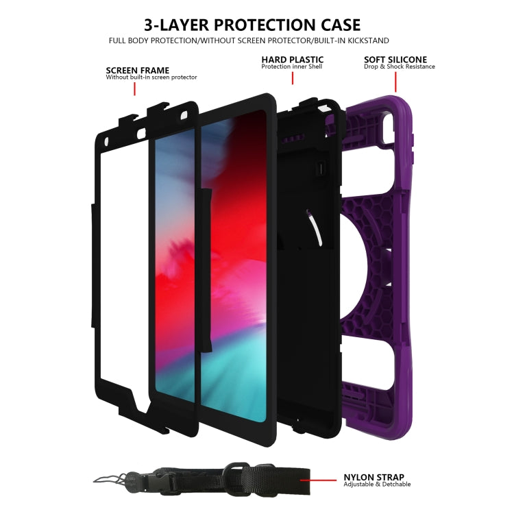Silicone + PC Tablet Case with Lanyard & Pen slot & Holder For iPad 10.2 2021 / 2020 / 2019 & Air 3 / iPad Pro 10.5