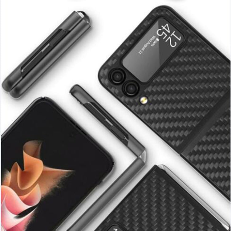 For Samsung Galaxy Z Flip3 5G Carbon Fiber Texture Skin-friendly Feel Ultra-thin Folding Integrated Phone Case(Black)