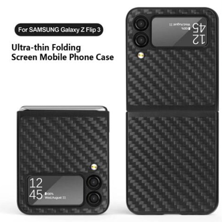 For Samsung Galaxy Z Flip3 5G Carbon Fiber Texture Skin-friendly Feel Ultra-thin Folding Integrated Phone Case(Black)