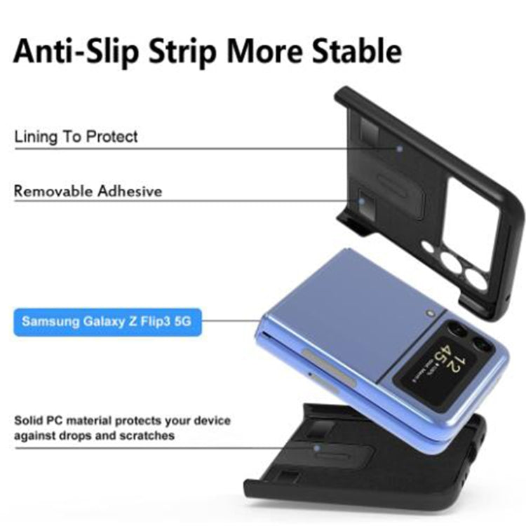For Samsung Galaxy Z Flip3 5G Carbon Fiber Texture Skin-friendly Feel Ultra-thin Folding Integrated Phone Case(Black)