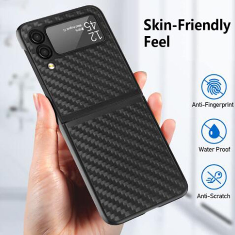 For Samsung Galaxy Z Flip3 5G Carbon Fiber Texture Skin-friendly Feel Ultra-thin Folding Integrated Phone Case(Black)