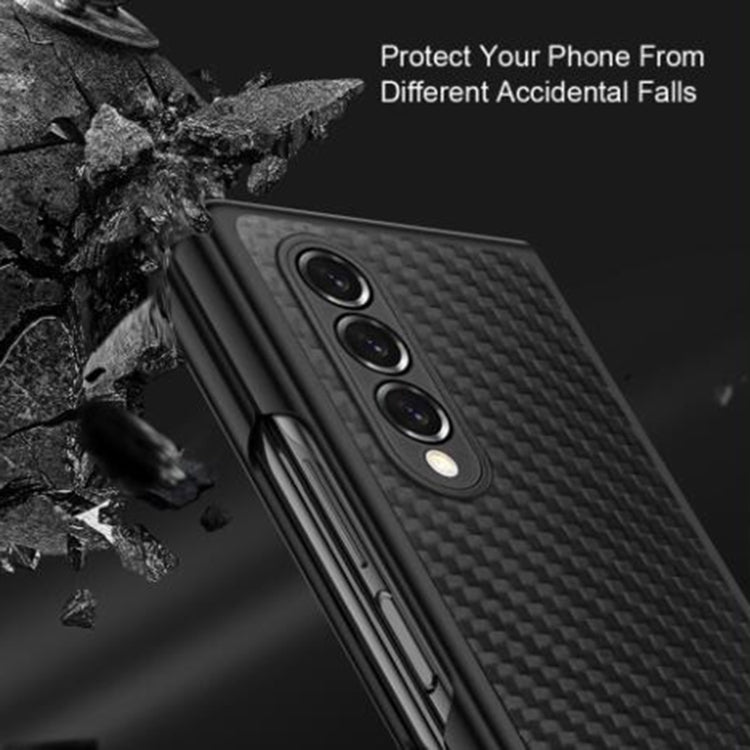 For Samsung Galaxy Z Fold3 5G Carbon Fiber Texture Skin-friendly Feel Ultra-thin Folding Integrated Phone Case(Black)