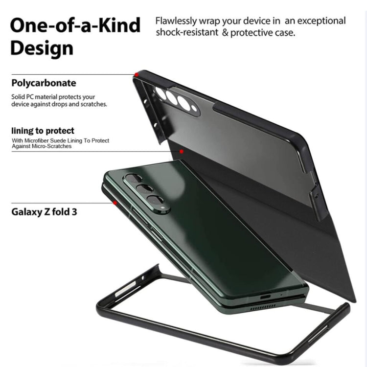 For Samsung Galaxy Z Fold3 5G Cross Texture Ultra-thin Folding Phone Case with Pen Cover