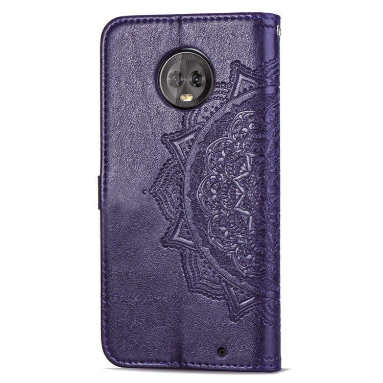 For Motorola Moto G6 Plus Embossed Mandala Pattern PC + TPU Horizontal Flip Leather Case with Holder & Card Slots