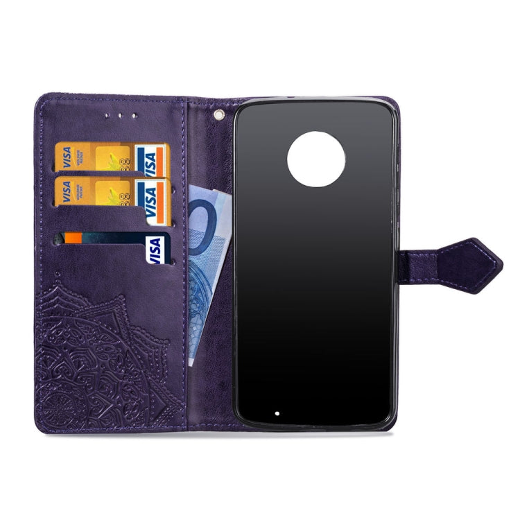 For Motorola Moto G6 Plus Embossed Mandala Pattern PC + TPU Horizontal Flip Leather Case with Holder & Card Slots